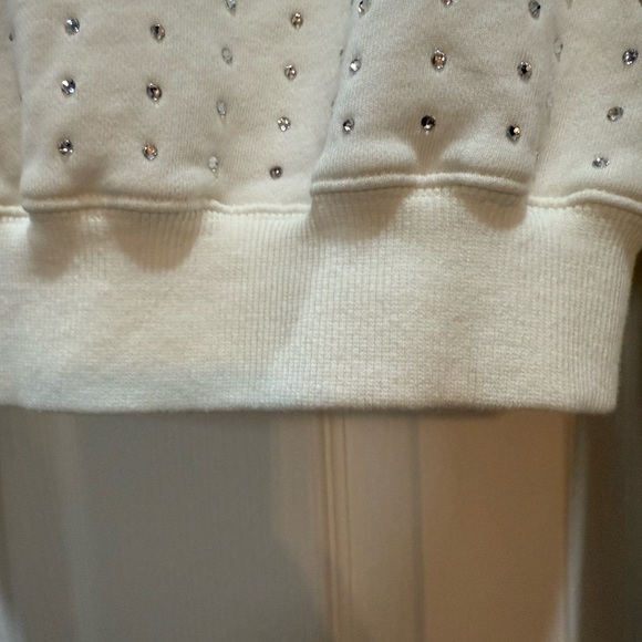 AKIRA Cream cropped Hoodie with Crystal Rhinestone Accents - Picture 11 of 14
